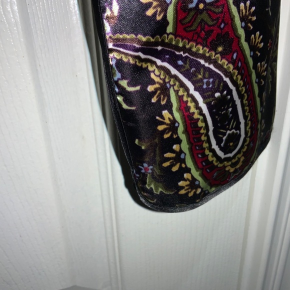 MSK paisley satin cropped jacket Sz SP satin ribbon sash covered buttons - Picture 2 of 9